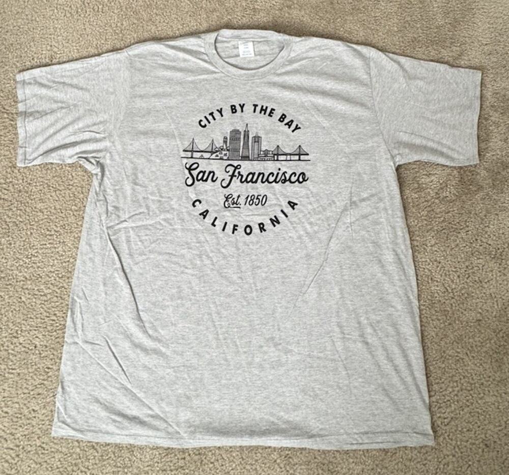 Gildan Unisex 3XL San Francisco City By The Bay Skyline T-Shirt Gray NWOT
